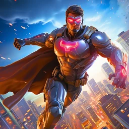 Symbol von Flying hero man iron hero suit
